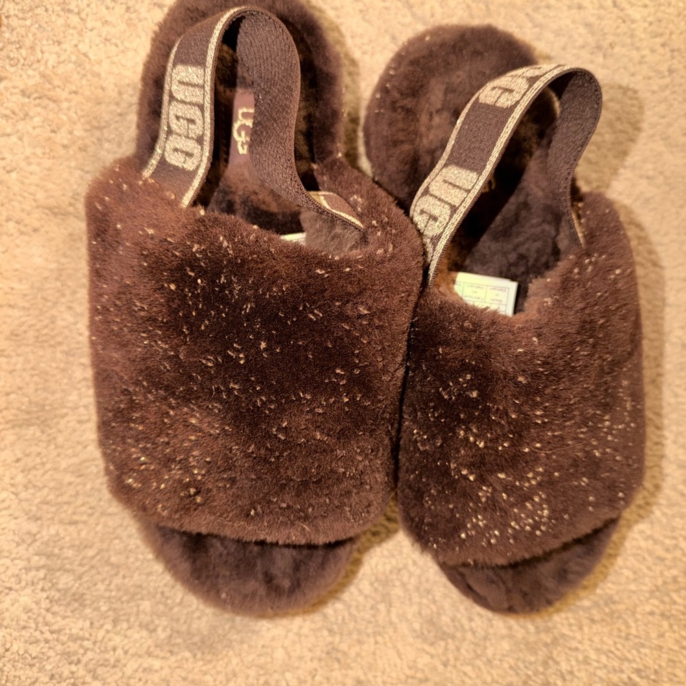 New UGG Chocolate Plush Slippers